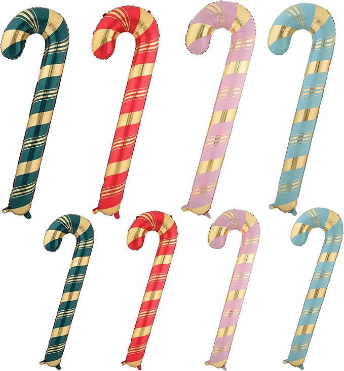 Christmas Ballooons Set Large Christms Cane Balloons Colorful Christmas Candy Size Combination Balloons for Christmas-Themed Party Birthday Party Supplies Decorations 8 PCS