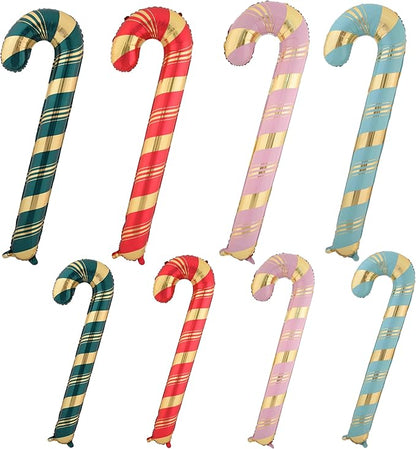 Christmas Ballooons Set Large Christms Cane Balloons Colorful Christmas Candy Size Combination Balloons for Christmas-Themed Party Birthday Party Supplies Decorations 8 PCS