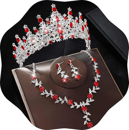 Kamirola Tiaras and Crowns for Women,Tiaras Earrings Necklace, Crystal Bridal Jewelry Set (TR48)