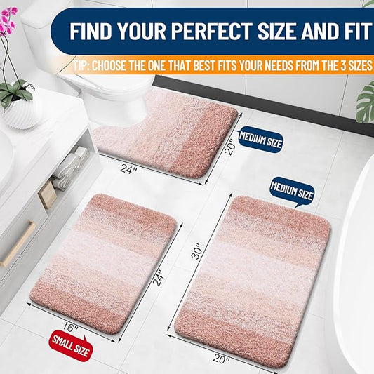 OLANLY Bathroom Rugs Mat 47x24, Extra Soft Absorbent Microfiber Bath Rugs, Rubber Backing, Quick Dry, Machine Washable Bath Mats for Bathroom Floor, Tub and Shower, Home Decor Accessories, Peach