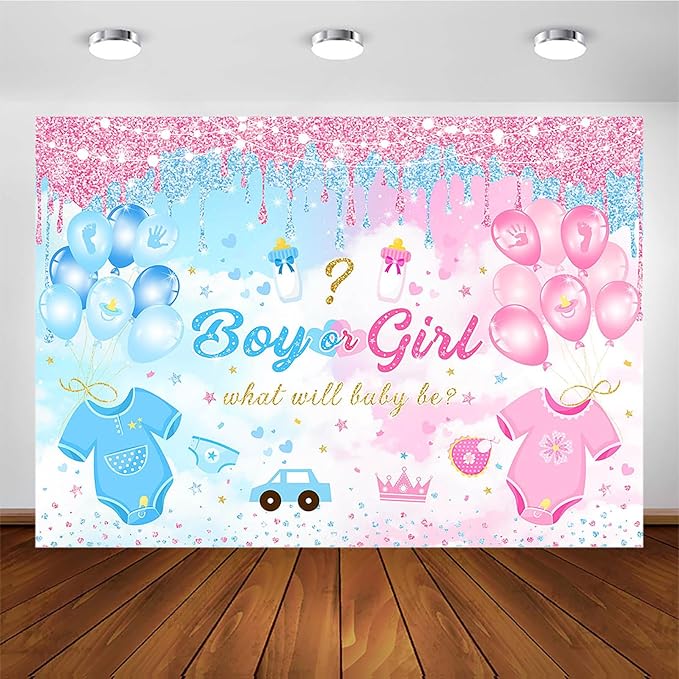 Avezano Boy or Girl Gender Reveal Party Decoration Pink Blue Balloon Background for Baby Shower (8x6ft)