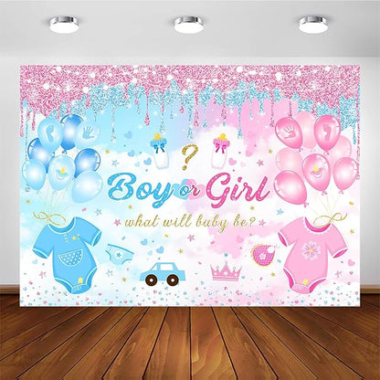 Avezano Boy or Girl Gender Reveal Party Decoration Pink Blue Balloon Background for Baby Shower (8x6ft)