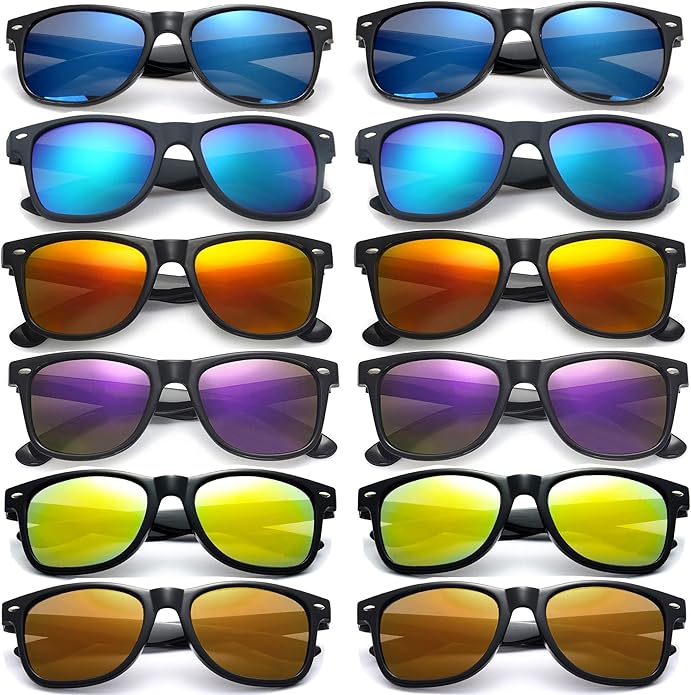 Eyegla 8/12/18 Pack Neon Sunglasses Bulk Colorful Multipack Party Sunglasses Retro Glasses Party Favor for Adult Men Women