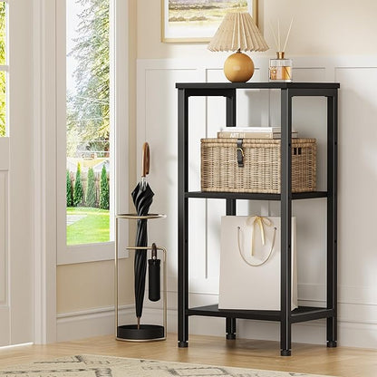 Small Black Side Table, Tall End Table with Adjustable Shelf, Accent Table Stand for Home Decor, Small Entryway Table, Bedroom Nightstand, Living Room, Office, Black