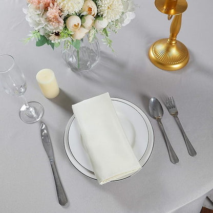 Cloth Napkins 20x20 inch Washable Polyester Dinner Napkins Soft Table Napkins for Wedding Party Dining Banquet(Ivory,12PCS)