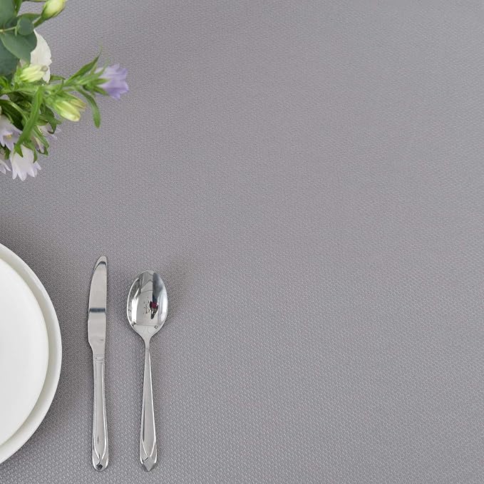 maxmill Rectangle Textured Tablecloth Waterproof Spillproof Wrinkle Free Table Cloth, Kitchen Dining Tabletop Decoration, Fabric Table Cover for Outdoor and Indoor Use, 52 x 70 Inch, Light Gray