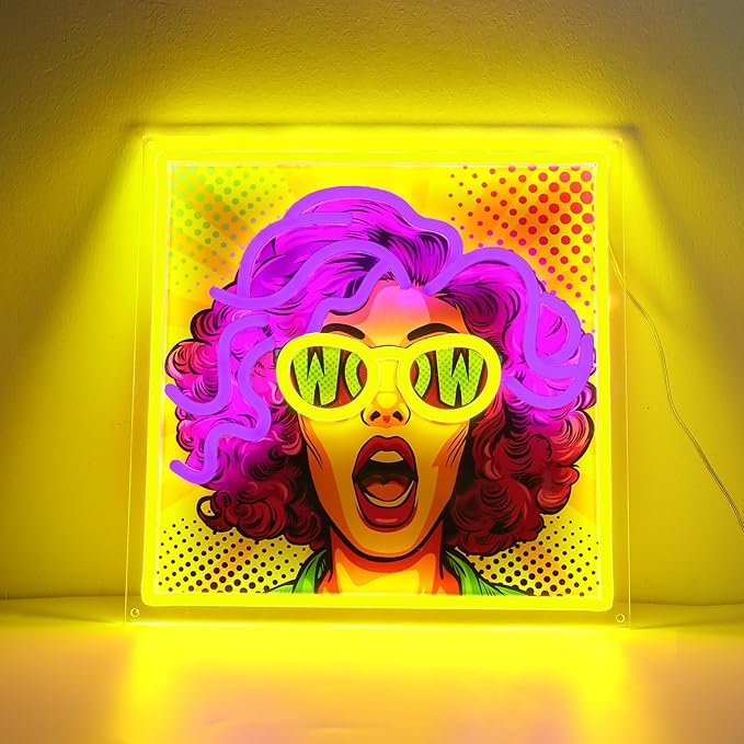 ENUOLI Purple Hair Pretty Girl Neon Sign,UV Print LED Light Sign Dimmable Cool Women Lady Neon Lights for Bedroom,Home Wall Decor LED Signs for Christmas Birthday Party Girls Stylish Gifts