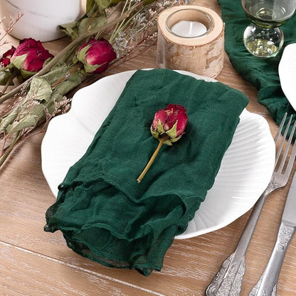 Socomi Emerald Green Cheesecloth Napkins Fall Thanksgiving Cheese Cloths Gauze Set of 10 Boho Washable Dinner Table Napkins for Wedding Party Baby Shower Birthday Party Decor