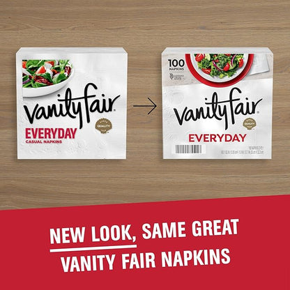 Vanity Fair Everyday Paper Napkins, 100 Count, Disposable Napkins Made Soft And Smooth For Everyday Meals