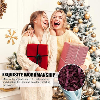 ZEBMOON 1 LB Burgundy Crinkle Cut Paper Shred Filler Great for Gift Wrapping, Basket Filling, Birthday, Wedding, Halloween, Thanksgiving, Christmas Day, New Year Party Decorations Filling Supplies
