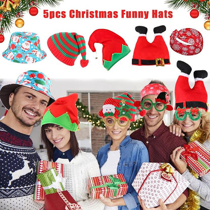 Large Opulent Christmas Photo Booth Props, Xmas Party Supplies, PhotoBooth Props for Xmas, Funny Christmas Hats, Eyeglasses, Headhand, Photo Booth Props for Xmas Party