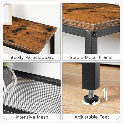 HOOBRO 29.5" Narrow Console Table, Set of 2, Entryway Table with Shelves, Thin Sofa Table, Behind Couch Table, Display Side Table, for Hallway, Entrance, Living Room, Rustic Brown and Black BF73XGP201