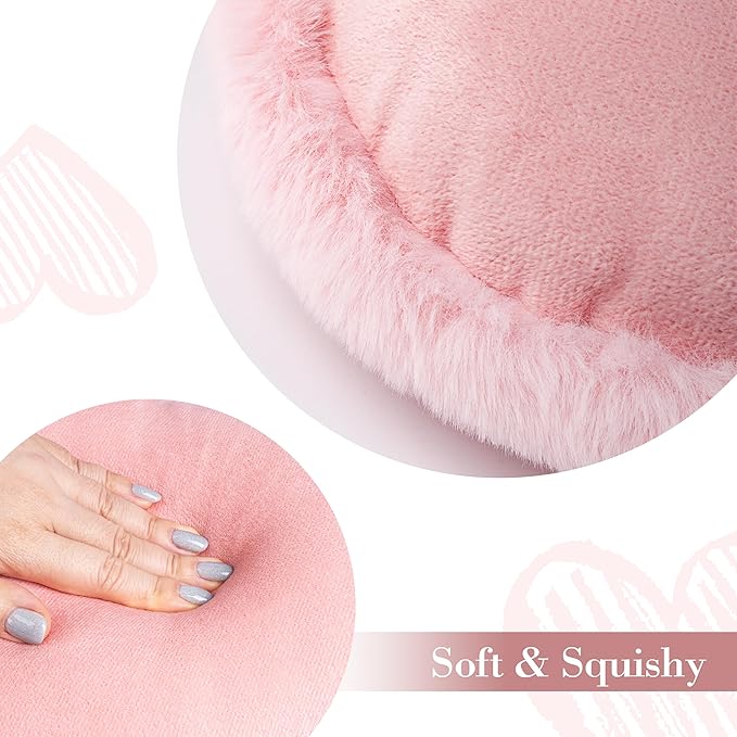 AELS Heart Shaped Pillow, Set of 2, Heart Decorative Throw Pillows, Soft Velvet Love Pillows with Faux Fur Fringe, Cute Pillow 20 & 16 Inches, Valentines Day Decorations, Wedding Decor, Pink