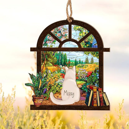 Personalized Cat Memorial Suncatcher – Custom Cat Suncatcher with Name and Breed for Up to 3 Pets, Sympathy Gift for Cat Loss, Memorial Gift for Cat Lovers