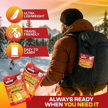 Warmie Super Warmer for Hand and Body | All Natural & Safe, Easy & Comfort, Instant & Quick Heat | Air Activated, Last-Longer, Bigger Size | Steady Heating for Cold Temperature, Odorless 20 Packs