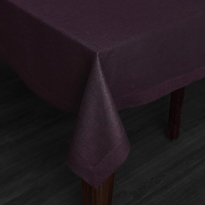Solino Home Linen Tablecloth 60 x 120 Inch - 100% Pure Linen Grape Table Cloth for Rectangle Tables - Athena, Machine Washable Tablecloth for Fall, Autumn, Winter, Christmas, New Year