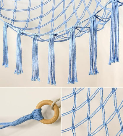 Stuffed Animal Storage Hammock Net - Toy Hammock Net for Stuffed Animals Corner - Hanging Stuff Animal Organizer Holder Large Size Baby Nursery Room Decor-Blue