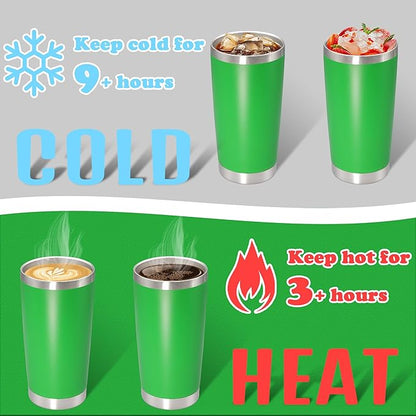 20 oz Tumbler with lid Double Wall Vacuum Insulated Tumblers Stainless Steel Coffee Mug Travel Coffee Tumbler Powder Coated Tumbler Cup Keep Hot&Cold - (Green 1 Pack)