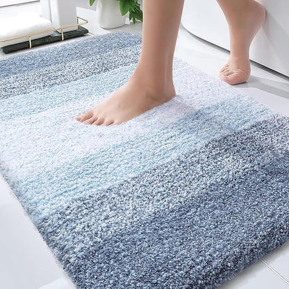 OLANLY Bathroom Rugs Mat 36x24, Extra Soft Absorbent Microfiber Bath Rugs, Rubber Backing, Quick Dry, Machine Washable Bath Mats for Bathroom Floor, Tub and Shower, Home Decor Accessories, Blue