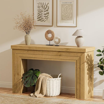Huuger 54 Inch Entryway Table, Retangular Console Table with Storage, Farmhouse Sofa Table Behind the Couch, Long for Entrance, Hallway, Foyer, Living Room, Natural