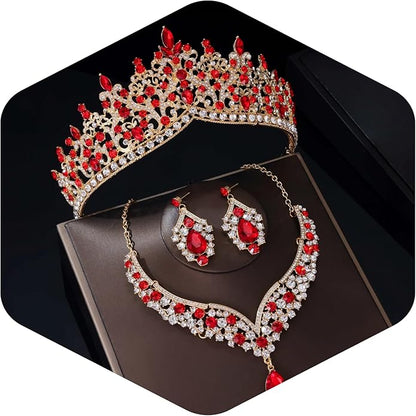 Kamirola Tiaras and Crowns for Women,Tiaras Earrings Necklace, Crystal Bridal Jewelry Set, Costume Party Halloween Prom Pageant Jewelry for Women TR80