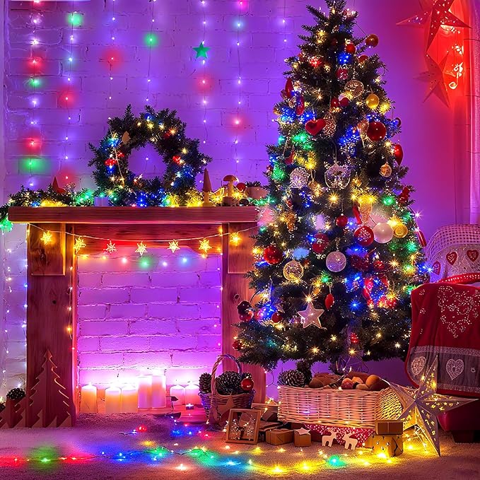 Lakumu 12 Pack Fairy Lights Battery Operated String Lights -7FT 20LED Fairy Lights Silver Wire Firefly Starry Moon Lights for DIY Christmas Decorations Party Wedding Centerpiece Table Decor Multicolor