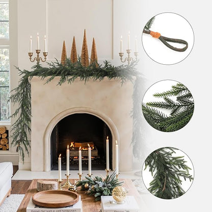 LuxenHome 6.5FT Unlit Christmas Garland, Artificial Greenery Garland with 1690 PE Tips, Realistic Christmas Pine Garland Holiday Decoration for Mantel, Staircase, Doorway Seasonal Decor