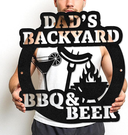 Personalized Barbecue Metal Sign, Custom Name Grill Cut Sign for Outdoor Kitchen and Patio, Rustic Backyard BBQ Wall Decor