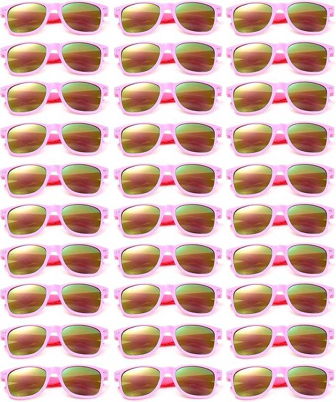 Fsmiling Pink Sunglasses Bulk Adult Party Sunglasses 80s Glasses Shades for Men Women Valentine's Day-30Pack,UV Protection
