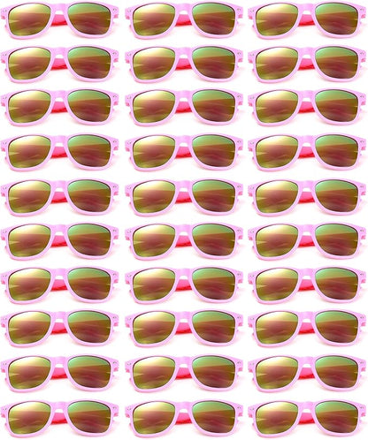 Fsmiling Pink Sunglasses Bulk Adult Party Sunglasses 80s Glasses Shades for Men Women Valentine's Day-30Pack,UV Protection