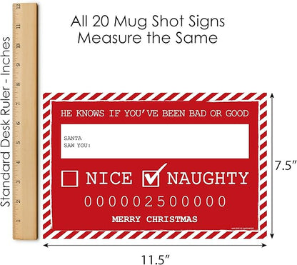 Big Dot of Happiness Santa's Naughty List Mug Shots - Christmas Party Photo Booth Props Party Mugshot Signs - 20 Count