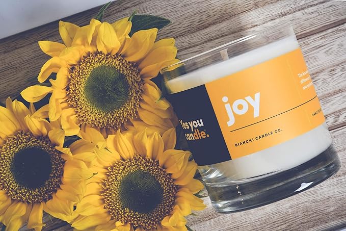 Joy, Grapefruit & Magosteen, Highly-Scented, Inspirational Soy Candle, Made in USA, Pure Essential Oils, Aromatherapy, 8 oz