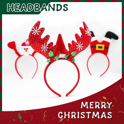 MNKXL 12PCS Christmas Headbands for Adults Bulk,Xmas Headwear Party Favors for Women,Santa Hat Headband