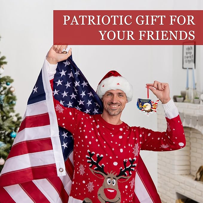United States 250th Anniversary Ornament, 2D Acrylic 250th Anniversary USA Christmas Tree Ornament, 250 Patriotic American Flag Christmas Ornaments, Gift for US Citizens, Patriotic Collectors Decor