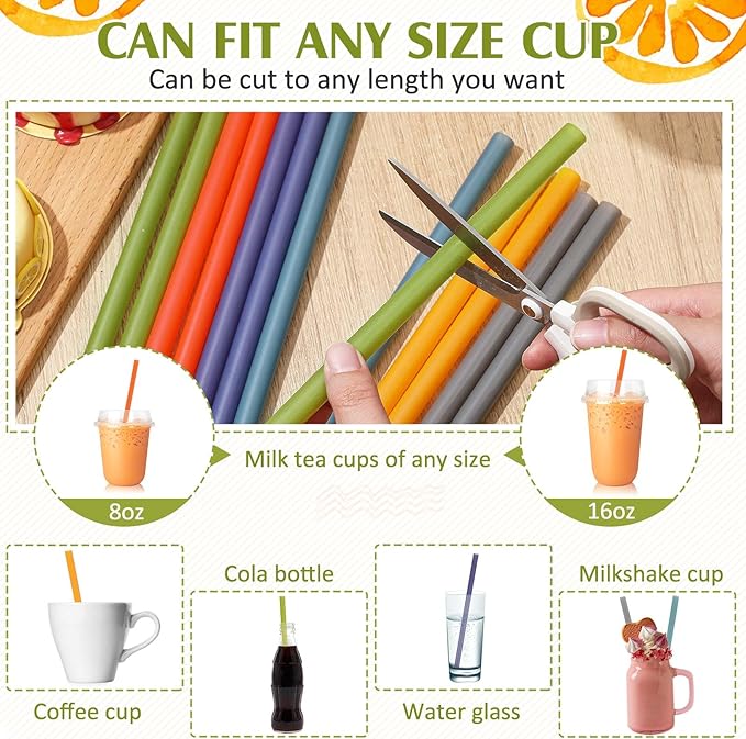Tessco for you 600 Pcs 9.84 Inch Jumbo Smoothie Straws Bulk Large Plastic Disposable Bubble Tea Straws Wide-Mouthed Individually Wrapped for Tall Homemade Milkshakes Drinking(Colorful)