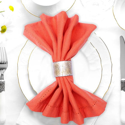 Urban Villa Cloth Napkins Set of 12(20x20 Inches)100% Cotton Hemstitch Napkins Cloth Washable Durable Reusable Absorbent Table Dinner Napkins Cloth for Hotel Lunch Restaurant Weddings Parties - Orange