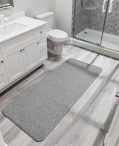Bath Mat,Ultra Thin Bathroom Runner Rugs,Large Bath Mats for Bathroom,Quick Dry,Non-Slip,Machine Washable,Low Pile,Bath Rug,Shower Outside,Sink,Home Decor Accessories.Grey,3'x4'(36x48inch)