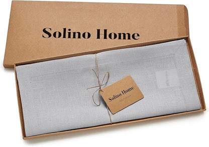 Solino Home Linen Soft Grey Table Runner 108 Inches Long - 100% Pure Linen 14 x 108 Inch Table Runner for Fall, Autumn, Christmas, Winter, New Year - Fete