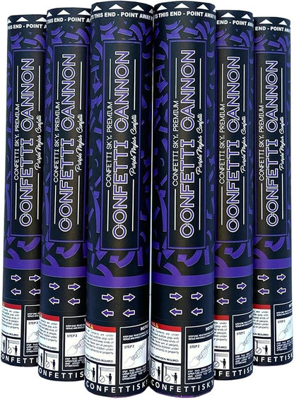 Confetti Sky [6 Pack] 12 Inch Confetti Cannons | Purple Confetti Poppers for Wedding Celebration, Birthday Party, Pranks, Graduation, Christmas Eve and New Year Celebration