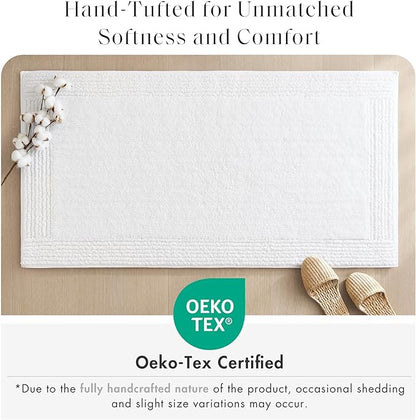 Madison Park Splendor Reversible 100% Cotton Tufted Bathroom Rug-3000 GSM Hotel Quality Luxurious Plush Medium Pile Bath Mat Absorbent, Quick Dry, Shower Room Décor, 24x44 White