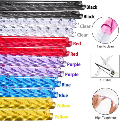 18 PCS Replacement Straight Long Straws Compatible with Stanley 40 oz 30 oz 64 oz Tumbler- Stanley Replacement Plastic Straw,Reusable Drinking Straws for Stanley Cup Accessorie with 2 Cleaning Brush