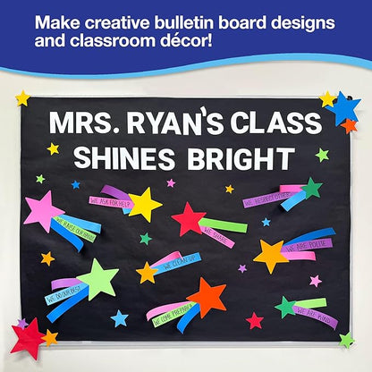 240 Pieces Star Cutouts, 2-Sided US Made Card Stock Punch Out Multicolor Stars for Bulletin Boards, Classroom Decor, Back to School DIY Craft Projects, Party Decoration, Hollywood Themed Events