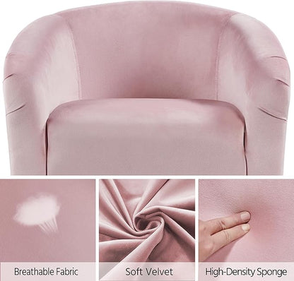 Yaheetech Barrel Chairs, Furry Accent Chairs with Soft Padded Armrest for Living Room Bedroom Waiting Room Office, Set of 2, Pink