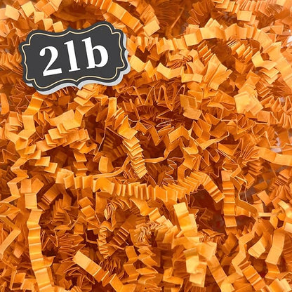 ZEBMOON 2 LB Orange Crinkle Cut Paper Shred Filler Great for Gift Wrapping, Basket Filling, Birthday, Wedding, Halloween, Thanksgiving, Christmas Day, New Year Party Decorations Filling Supplies A