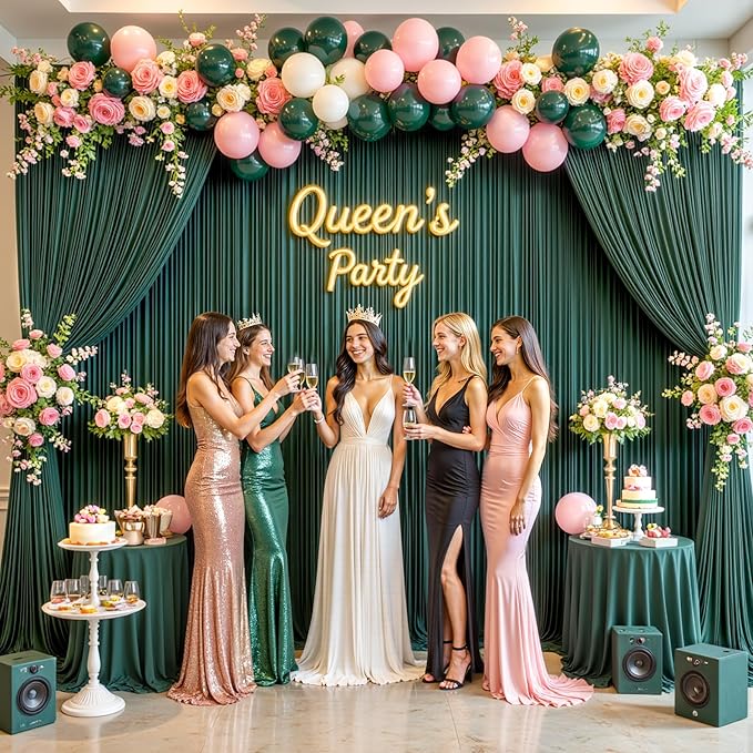 10x10 Hunter Green Backdrop Curtain for Parties Wrinkle Free Dark Green Photo Curtains Backdrop Drapes Fabric Decoration for Baby Shower Birthday Party Photography 5ft x 10ft,2 Panels