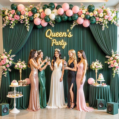10x10 Hunter Green Backdrop Curtain for Parties Wrinkle Free Dark Green Photo Curtains Backdrop Drapes Fabric Decoration for Baby Shower Birthday Party Photography 5ft x 10ft,2 Panels