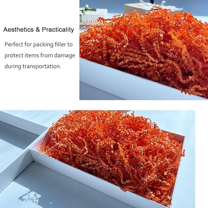 Orange Crinkle Cut Paper Shred 2 LB Gift Basket Filler Easter Egg Grass