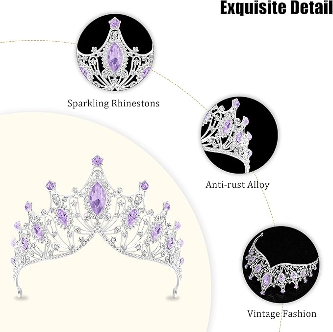 TAROSE Silver Tiaras for Women and Girls, Crystal Gold Crowns for Women, Hair Accessories for Bride/Halloween/Prom/Birthday
