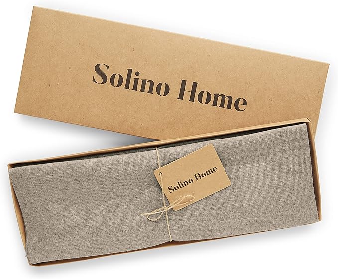 Solino Home Linen Natural Placemats Set of 6-100% Pure Linen Placemats 14 x 19 Inch for Fall, Autumn, Christmas, Holiday, New Year - Fete