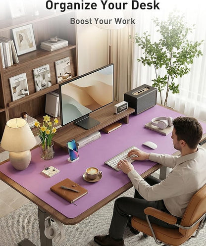 Aothia Faux Leather Desk Mat - Large Mouse Pad, Non-Slip PU Leather Blotter, Waterproof Writing Surface for Office and Home (Iris Violet, 40" x 24")